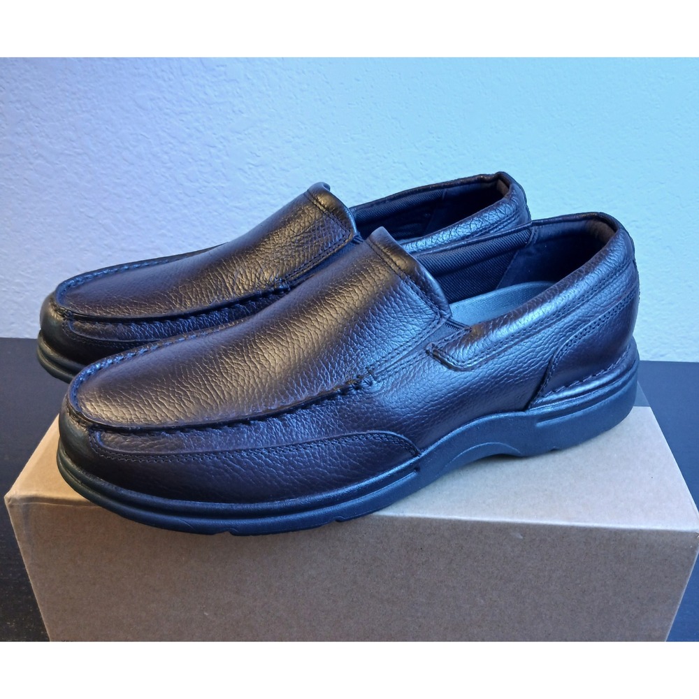 Rockport Mens Eureka Plus Slip On Black Leather Loafers CI9204 10.5W Wide